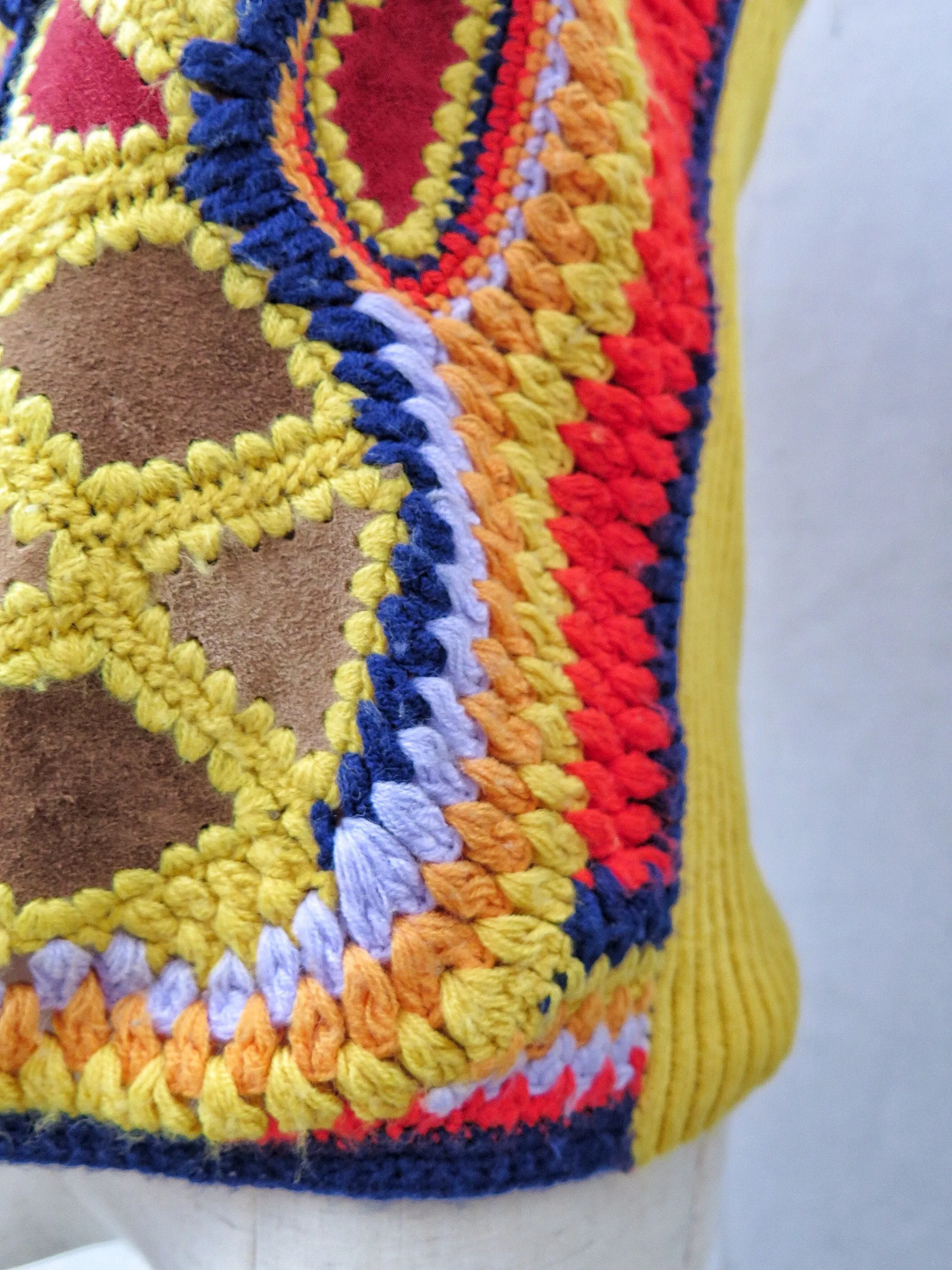 Must Have! | Bring on the Music | Vintage 1960s 1970s Bohemian hippie chic Leather patchwork and Crochet Vest Top