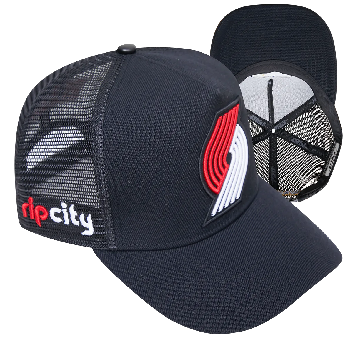 NBA PORTLAND TRAIL BLAZERS CLASSIC PINCH FRONT UNISEX TRUCKER HAT (BLACK)