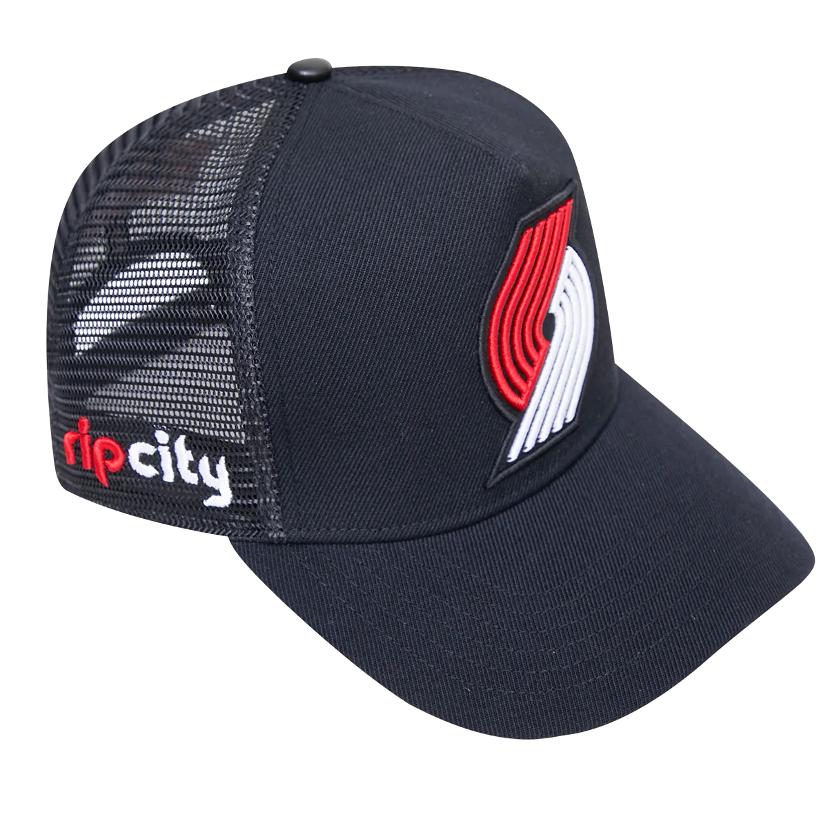 NBA PORTLAND TRAIL BLAZERS CLASSIC PINCH FRONT UNISEX TRUCKER HAT (BLACK)