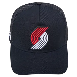 NBA PORTLAND TRAIL BLAZERS CLASSIC PINCH FRONT UNISEX TRUCKER HAT (BLACK)