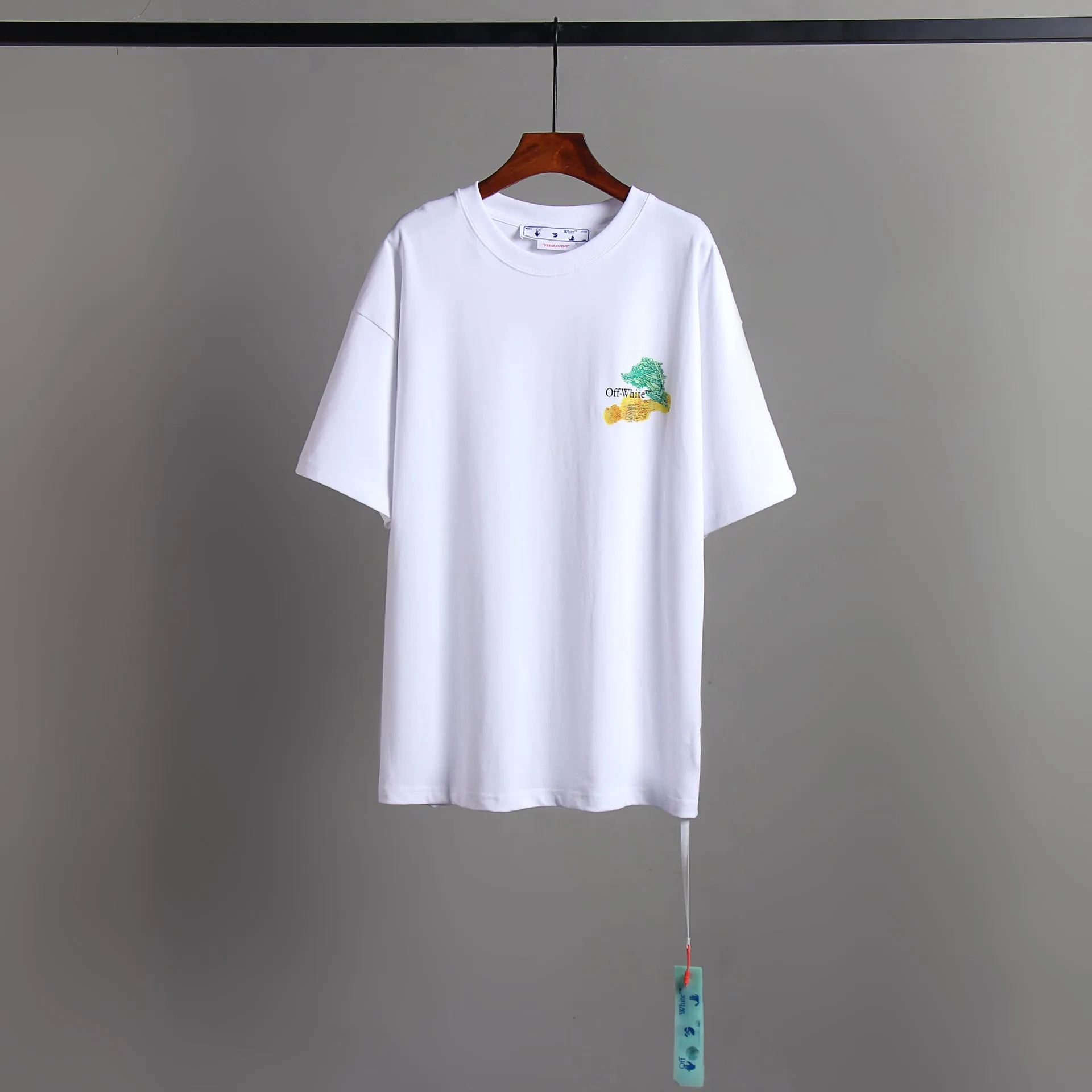 Off Whtie T Shirts Back Color Arrow Print Male And Female Trendy Brand Short Sleeve