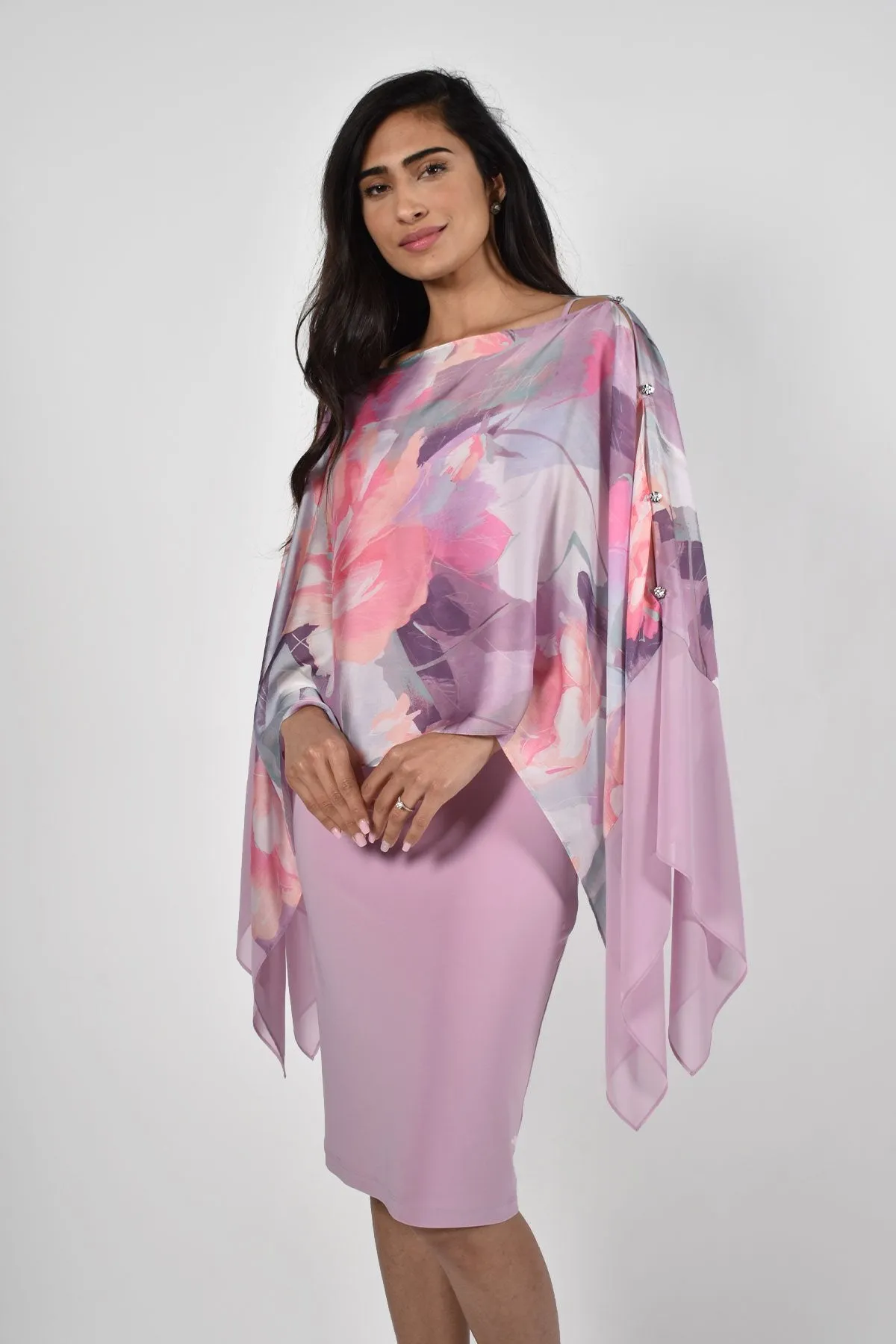 Orchid Print Shawl Dress 228249
