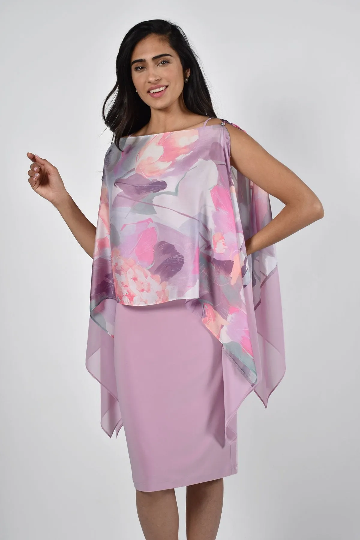 Orchid Print Shawl Dress 228249