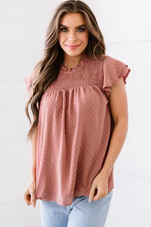 Phenomenal Flutter Sleeve Smocked Blouse