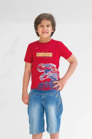 Prehistoric Volcanic Age - Half Sleeves T-shirts For Kids - Maroon
