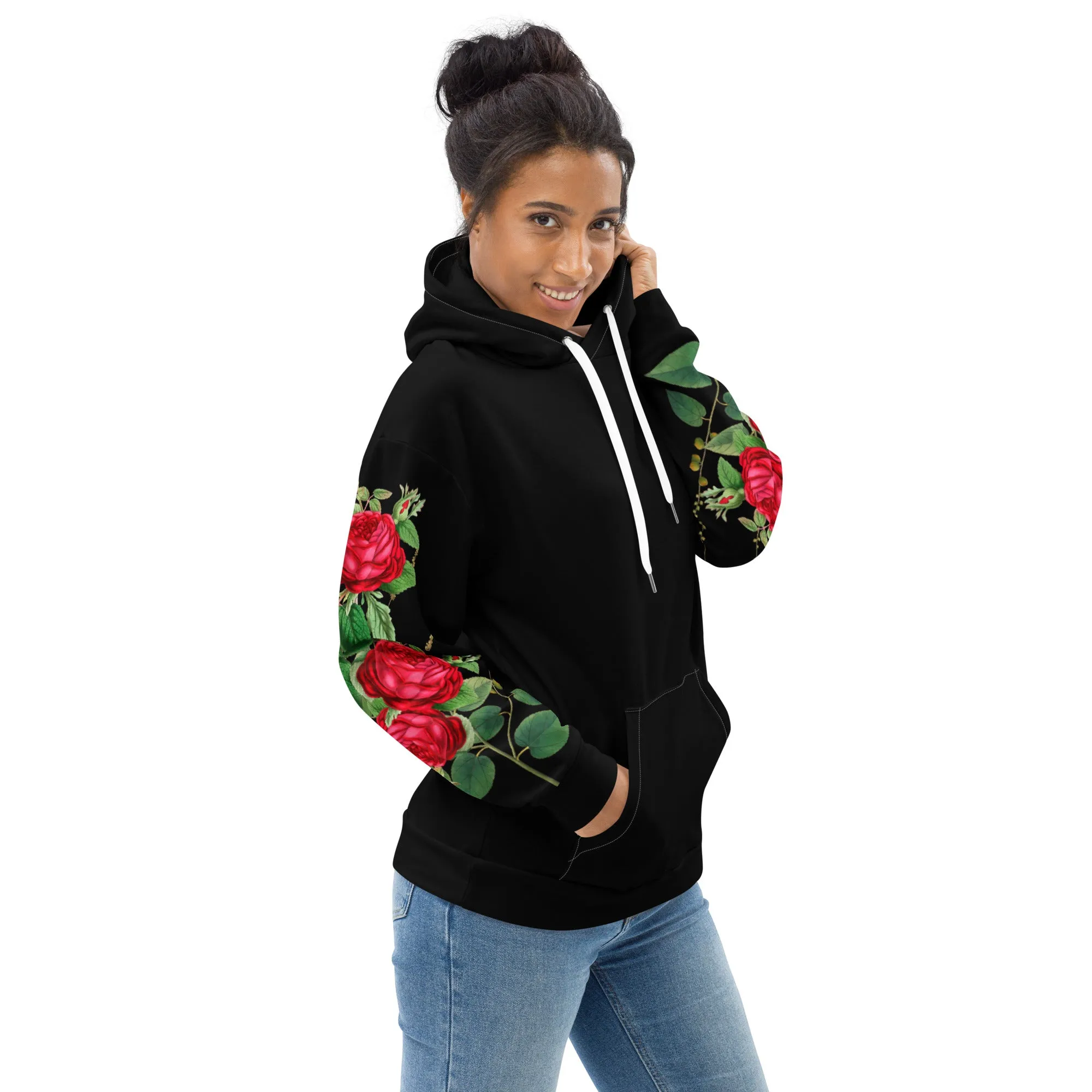 Red Rose Sleeve Hoodie