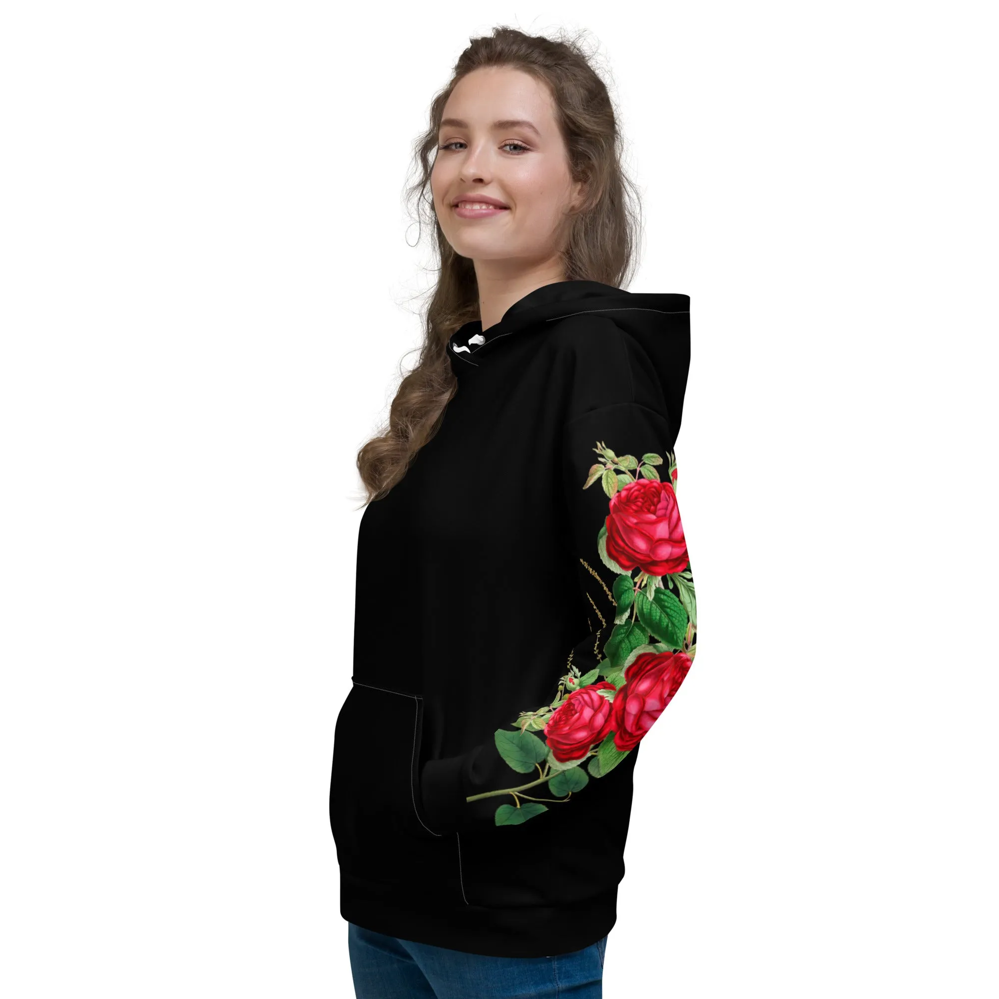 Red Rose Sleeve Hoodie