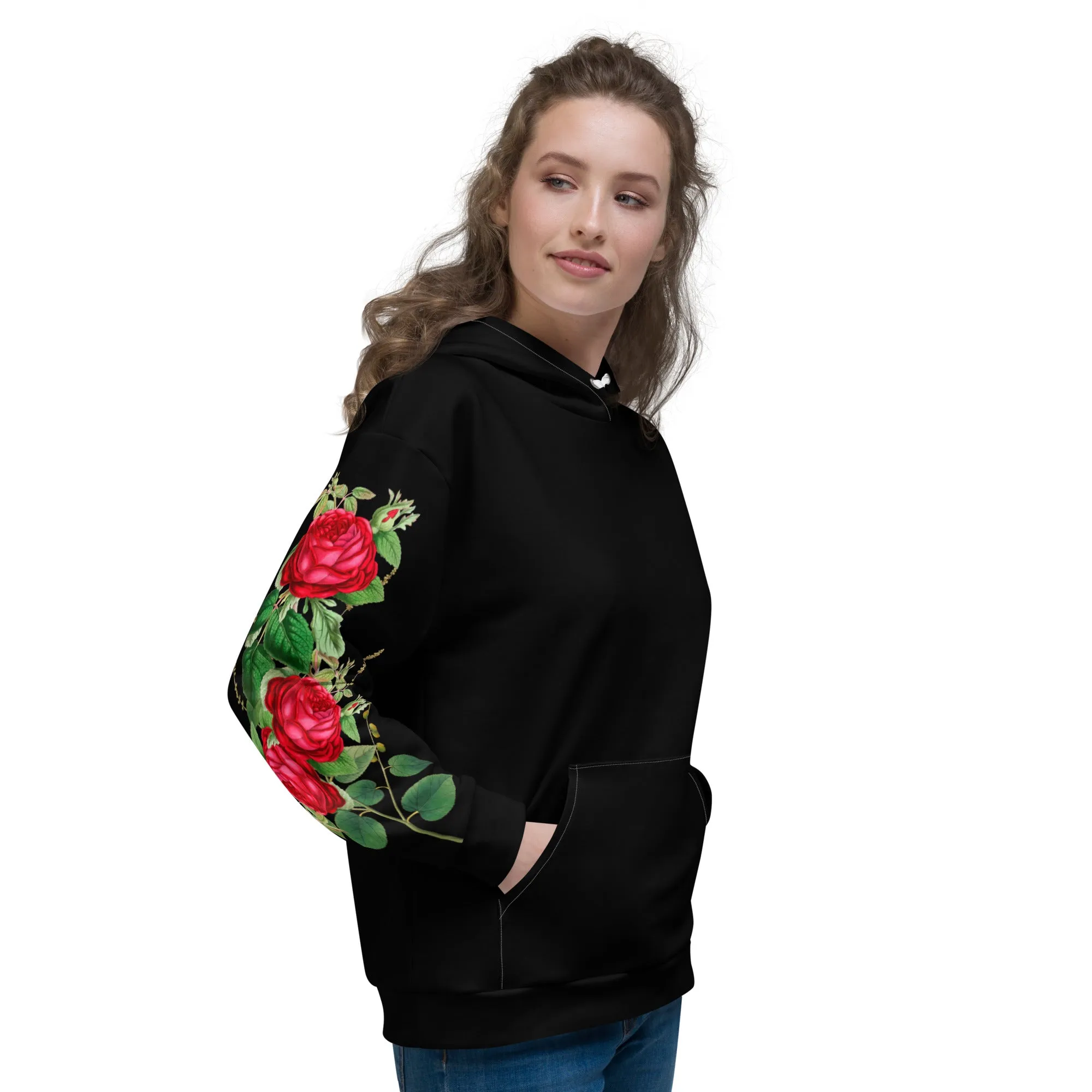 Red Rose Sleeve Hoodie