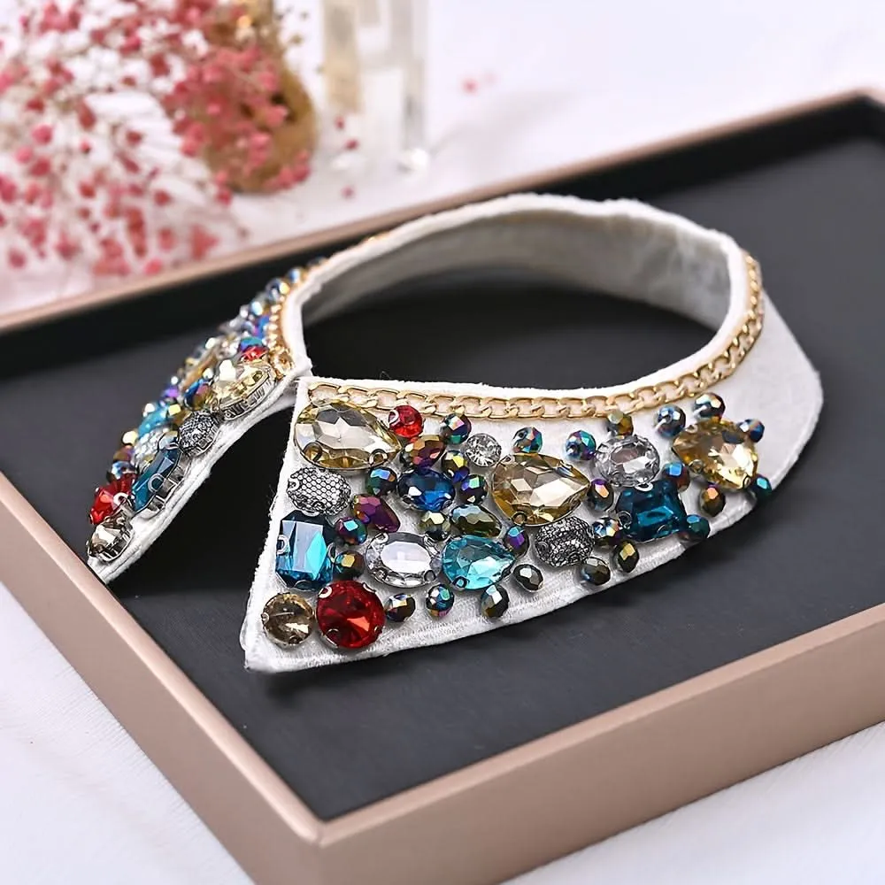 Rhinestone Faux Collar for Women’s Outfits