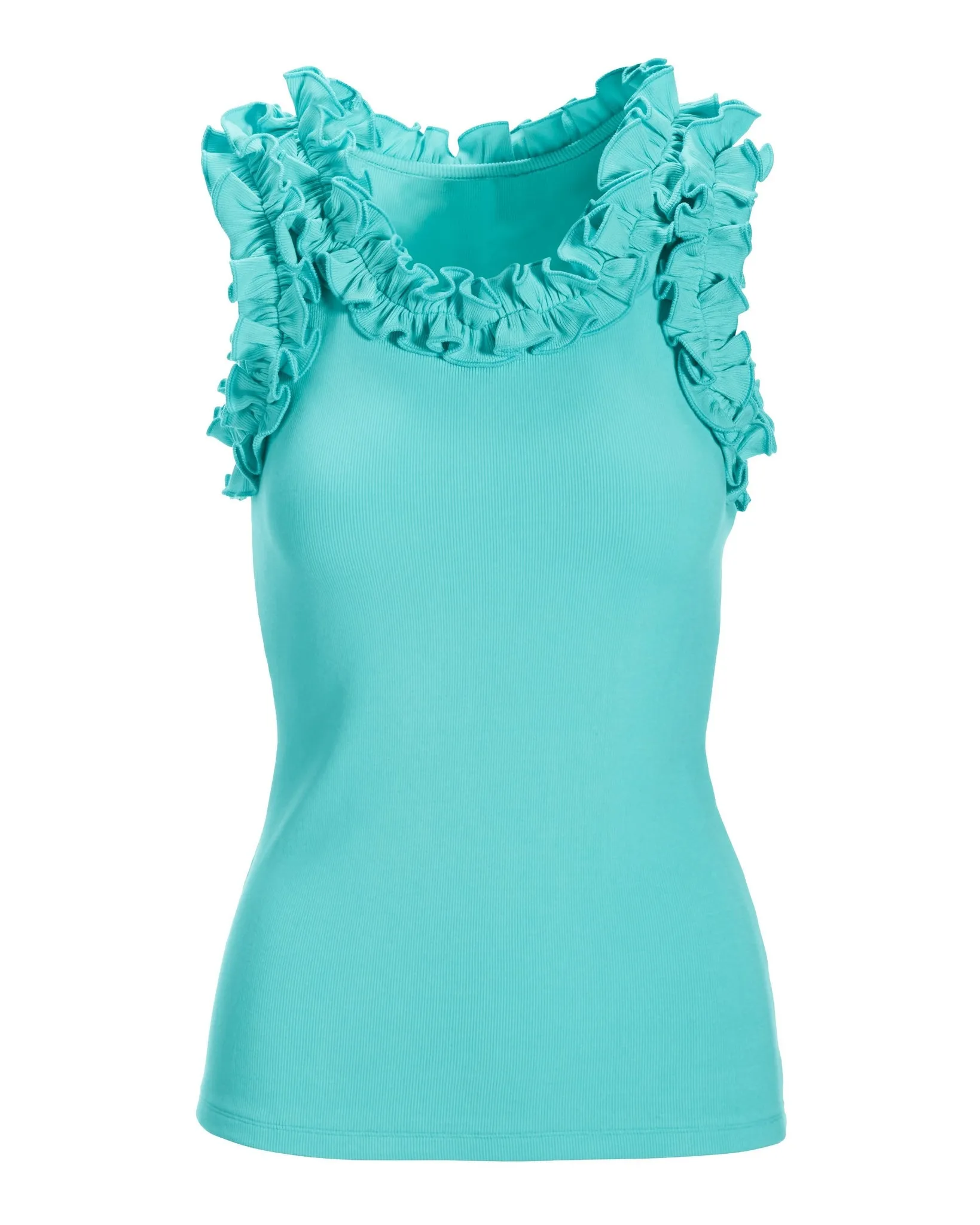 Ruffle Rib Tank Top Blue Tint