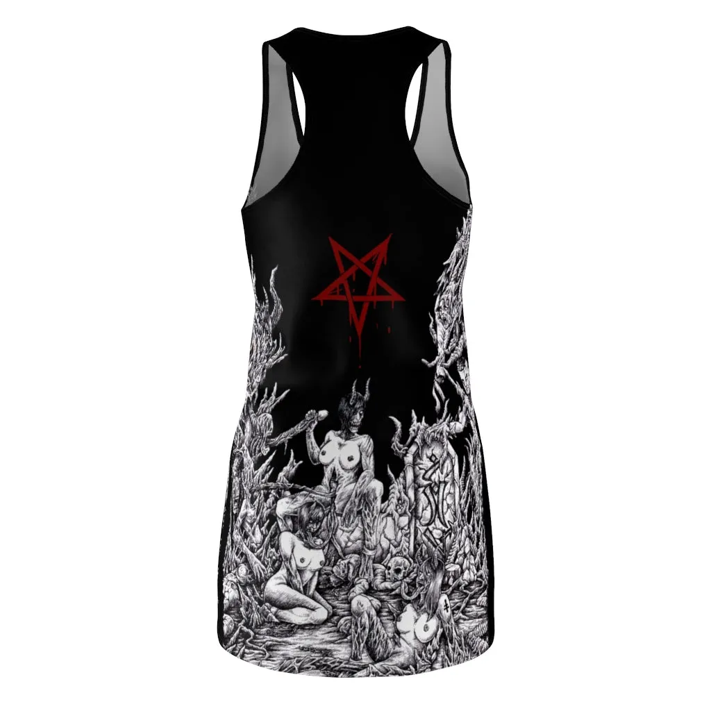 Skull Satanic Unholy Lust Cut And Sew Dress