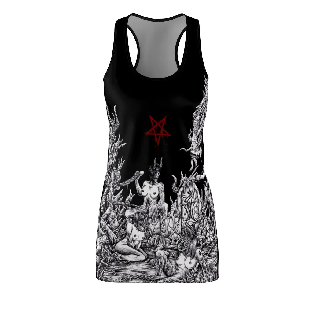 Skull Satanic Unholy Lust Cut And Sew Dress
