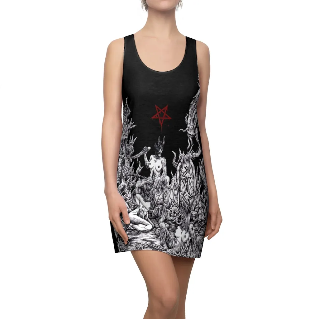 Skull Satanic Unholy Lust Cut And Sew Dress
