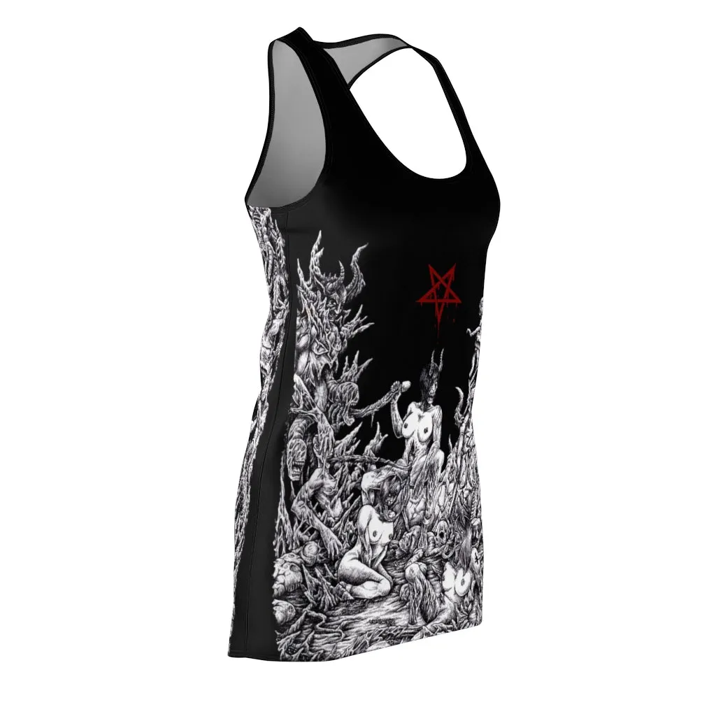 Skull Satanic Unholy Lust Cut And Sew Dress