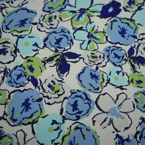 Spring Garden Sketch Floral Bourette Fabric