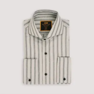 Steven Land Mens Gray Striped 100% Cotton French Cuff Dress Shirt