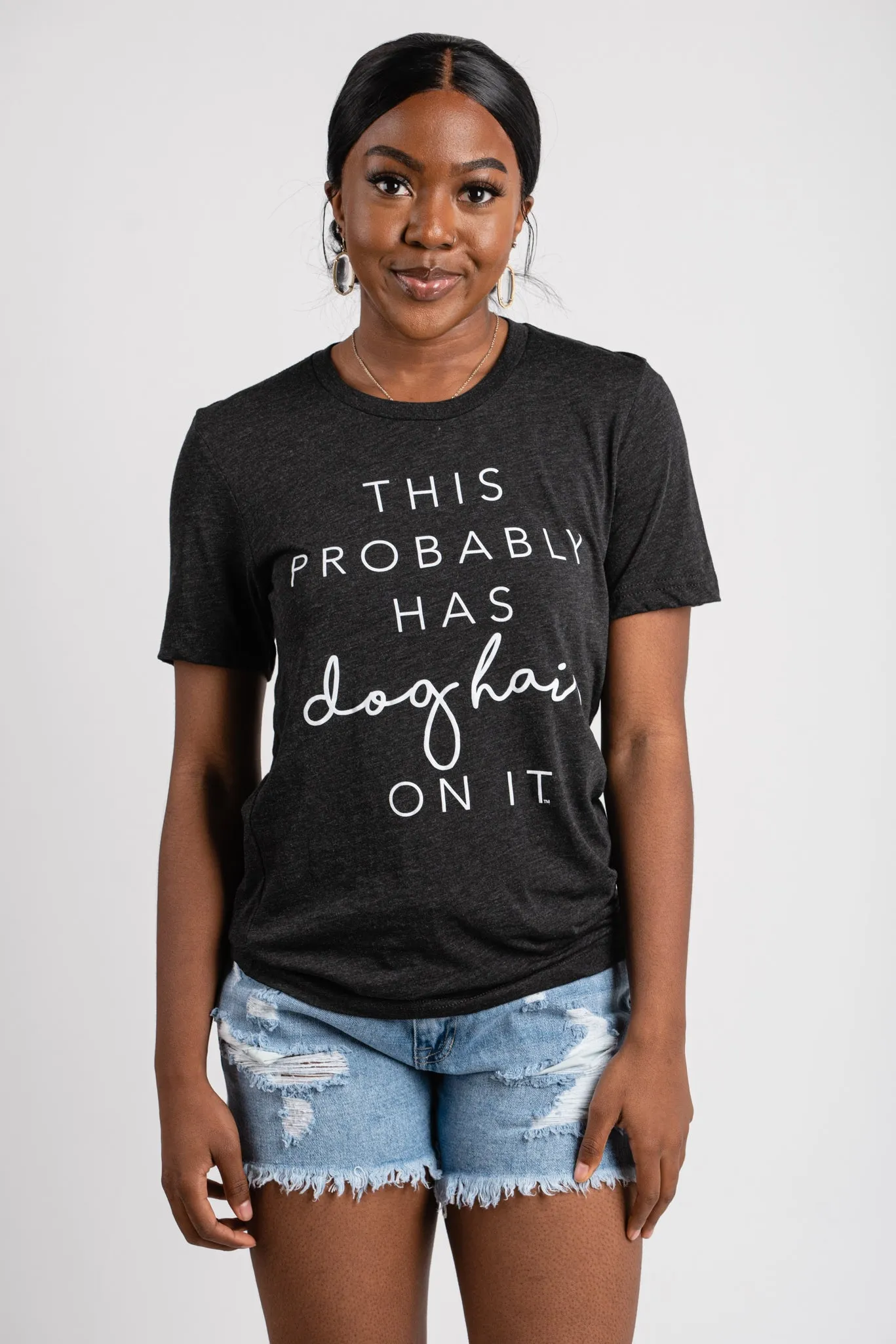 This probably has dog hair on it unisex short sleeve t-shirt charcoal