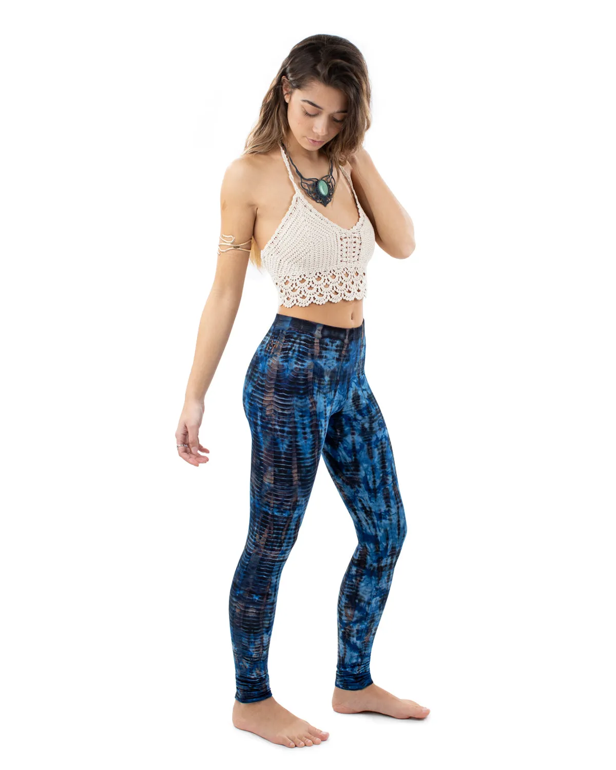 Tie Dye Snakesin Leggings Blue