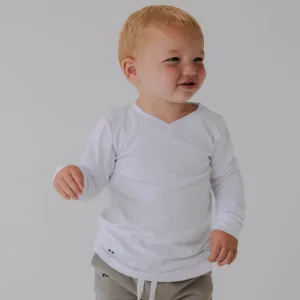 V-NECK SIGNATURE LONG SLEEVE | BRIGHT WHITE