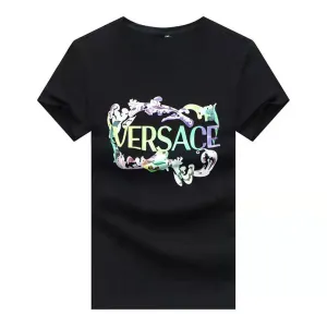 Vers Logo Emroided  Designed Cotton Men's T-shirt -Black