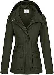 WenVen Women's Versatile Anorak Military Hooded Jacket Drawstring