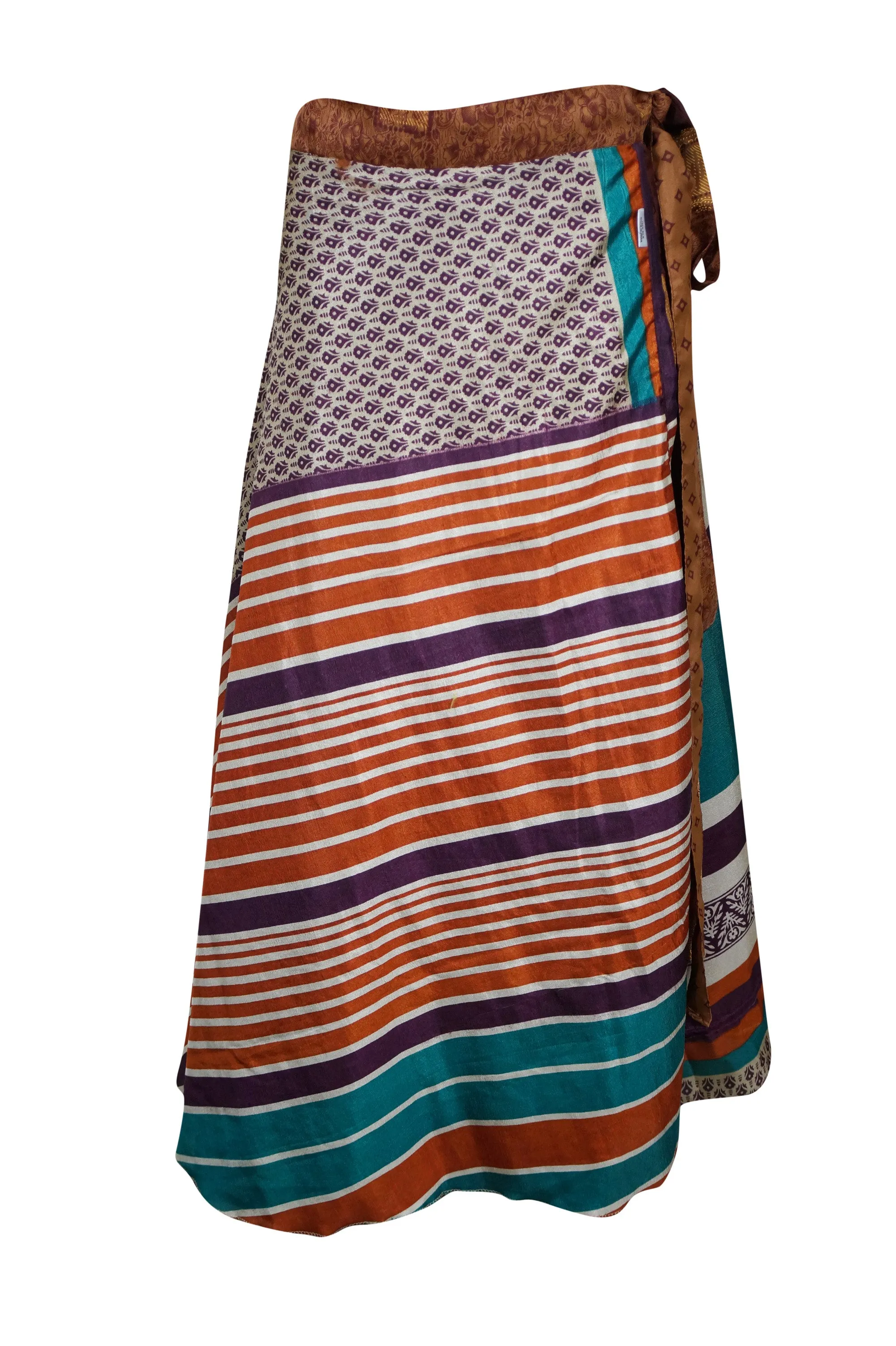 Womens Beach Long Wrap Skirt  Orange Print Skirts One Size