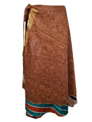 Womens Beach Long Wrap Skirt  Orange Print Skirts One Size