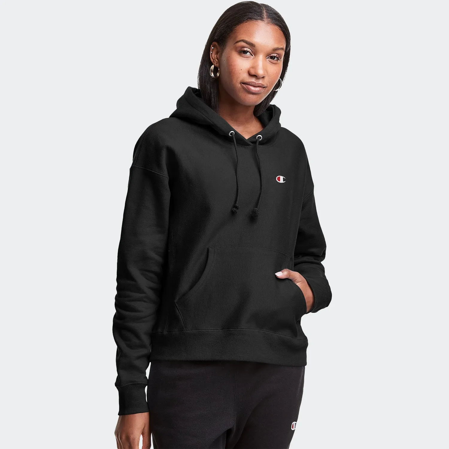 Women's Champion RW Hoodie C Logo Black