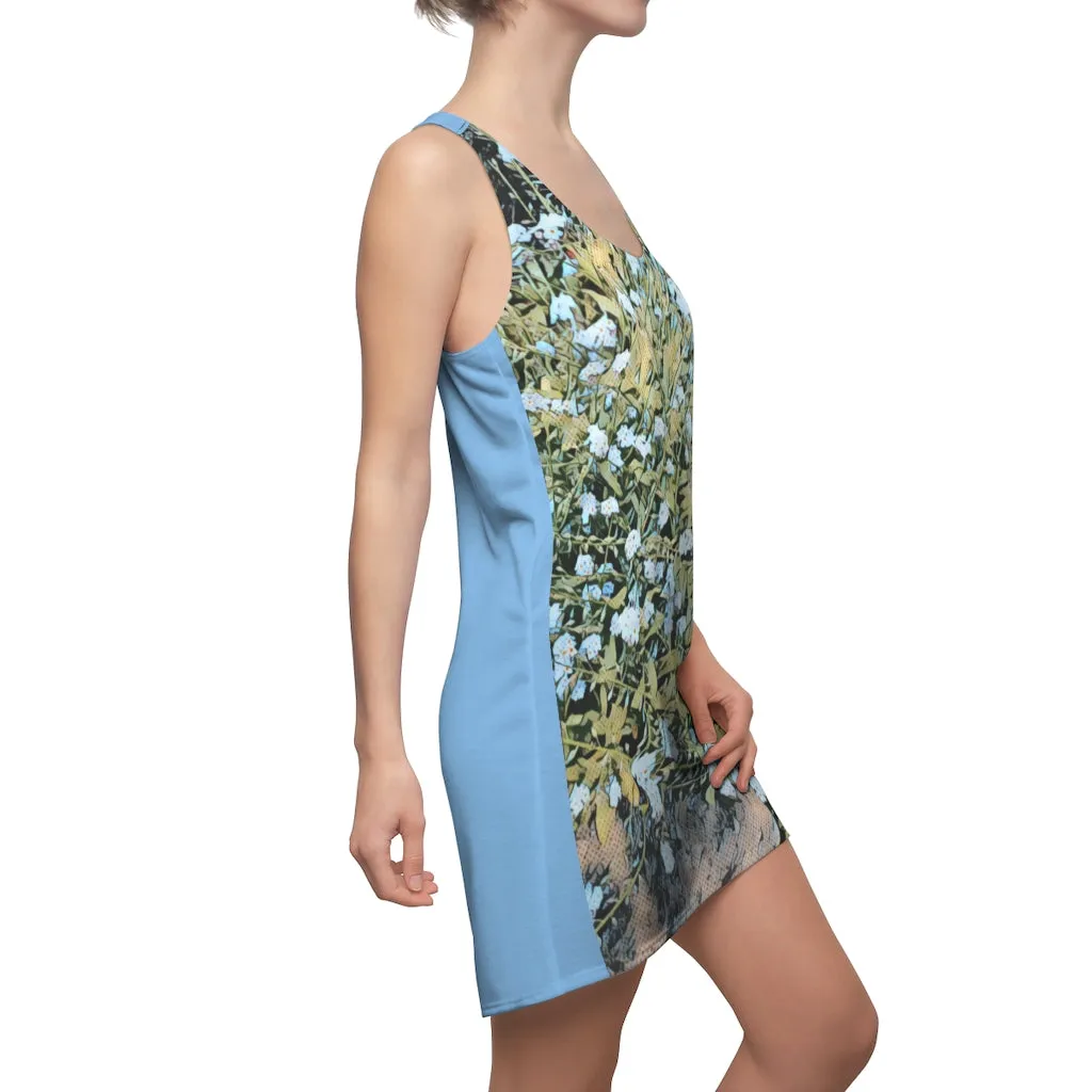 Women's Cut & Sew Racerback   Field of Flowers Blue Dress