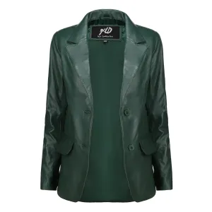 Women's Jild Classic Lambskin Green Leather Blazer