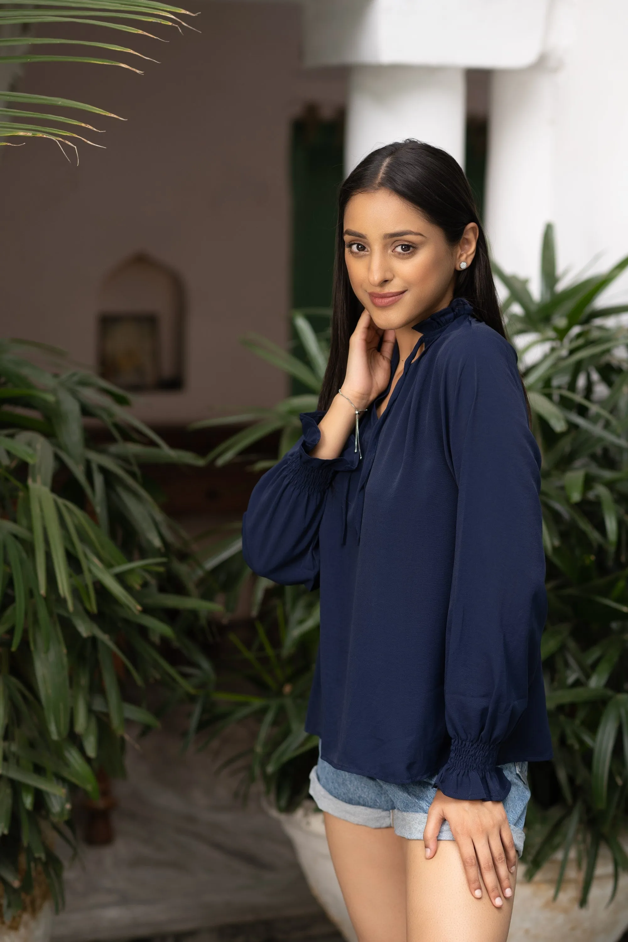 Women's Long sleeve t shirt chiffon Blouses - Blackbeads