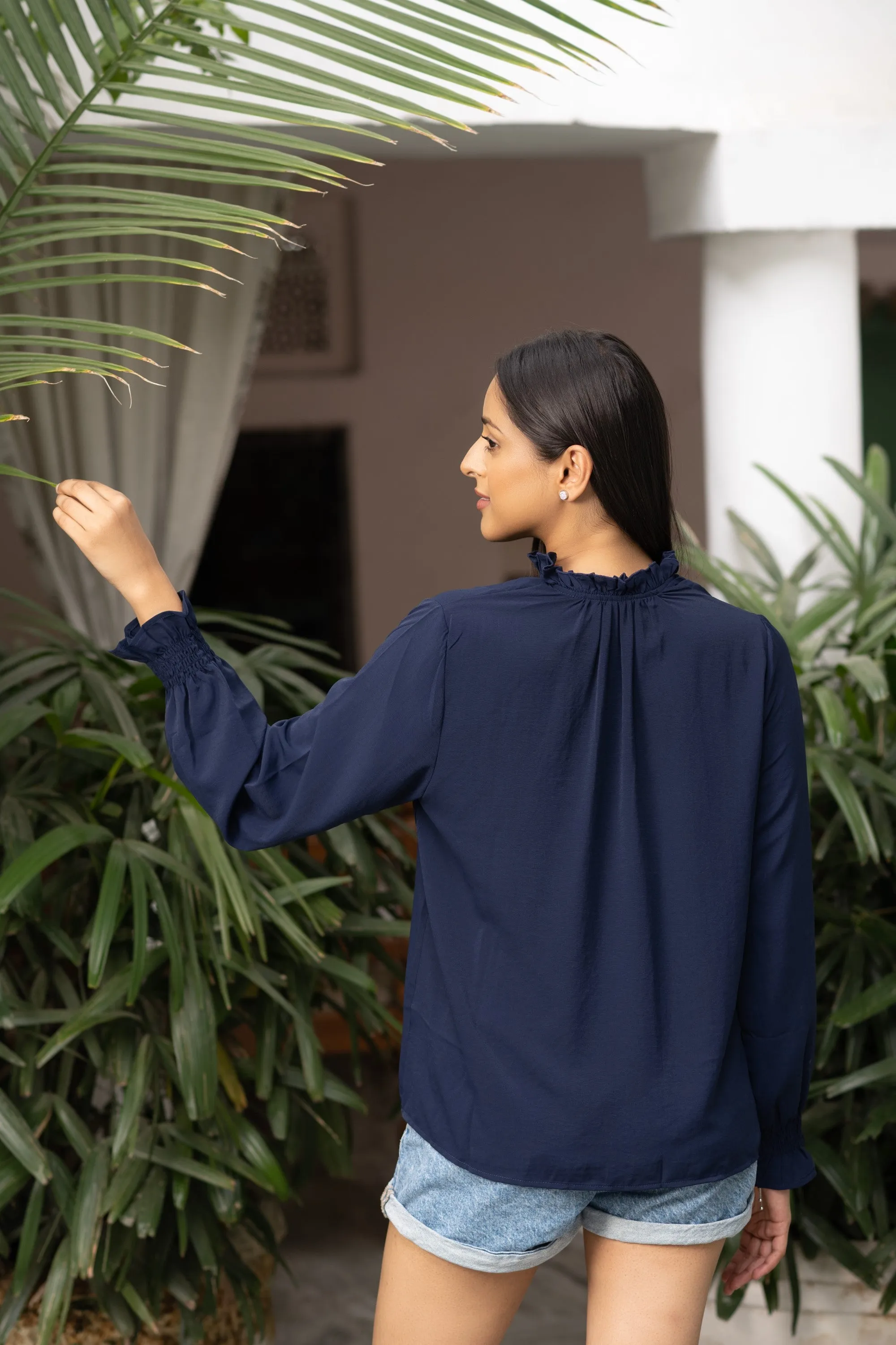Women's Long sleeve t shirt chiffon Blouses - Blackbeads