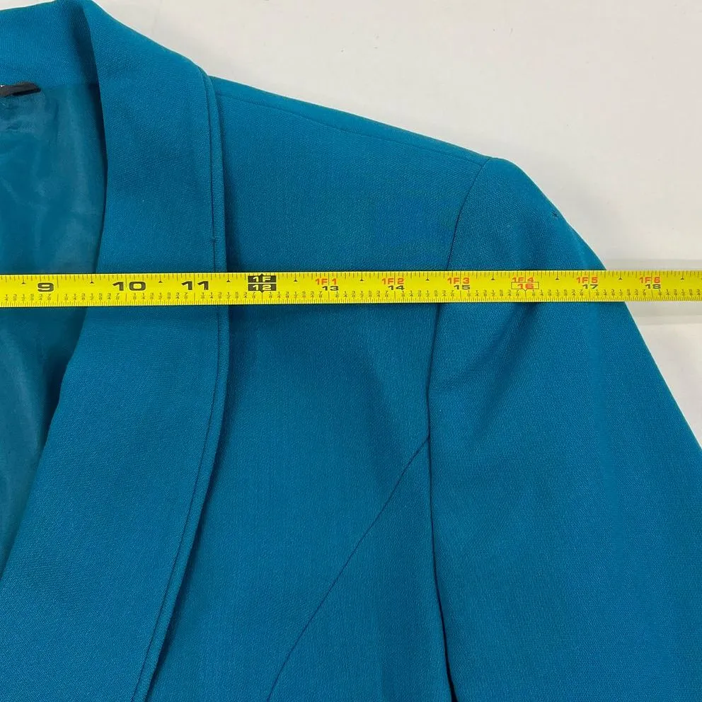Women's Teal Black Accent Classic Blazer Jacket - No Tags