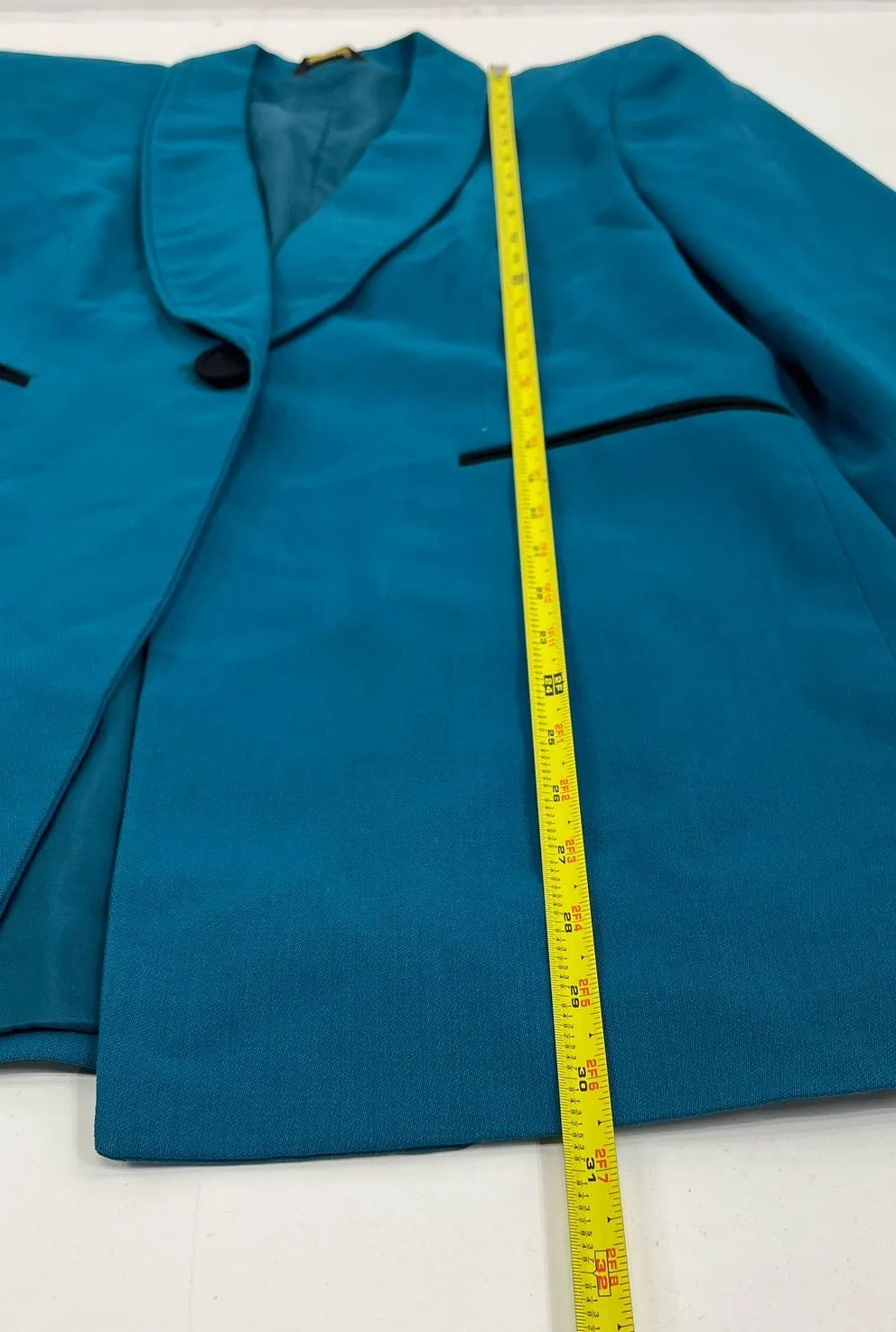 Women's Teal Black Accent Classic Blazer Jacket - No Tags