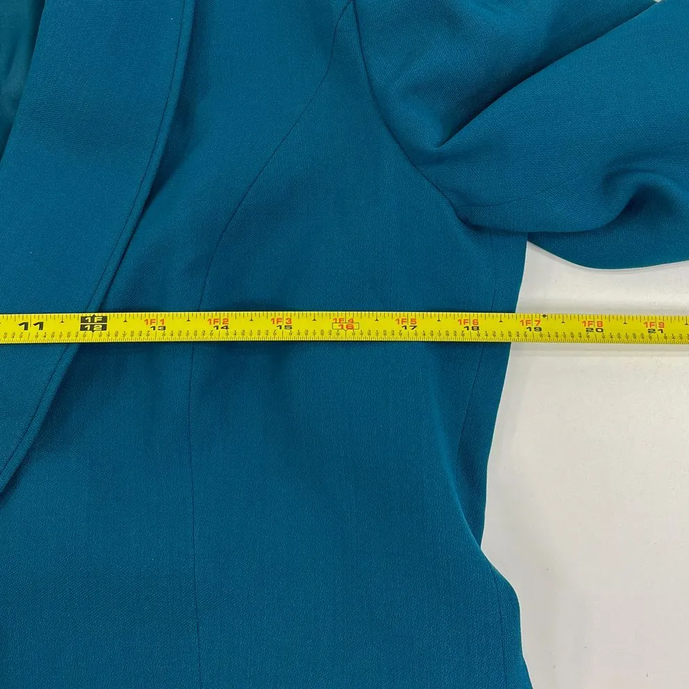 Women's Teal Black Accent Classic Blazer Jacket - No Tags