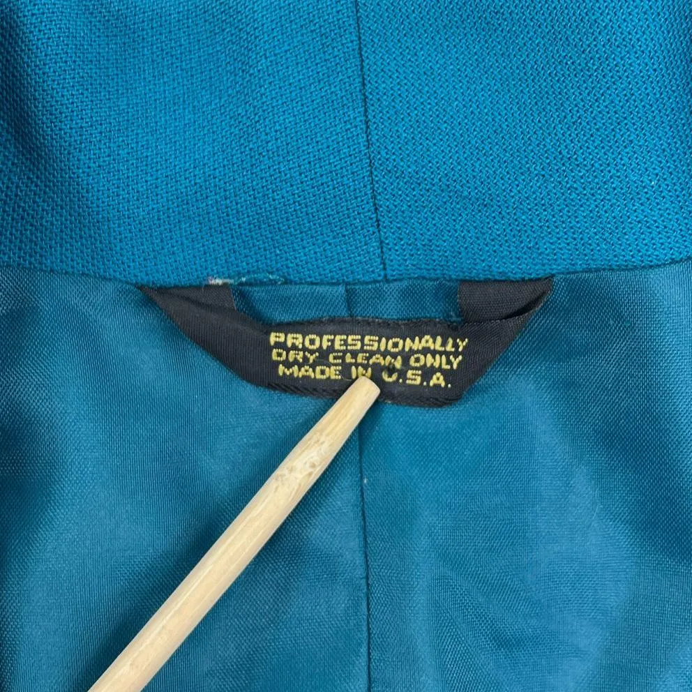 Women's Teal Black Accent Classic Blazer Jacket - No Tags