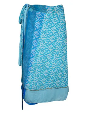 Womens Wrap Skirt Blue Floral Skirt One size