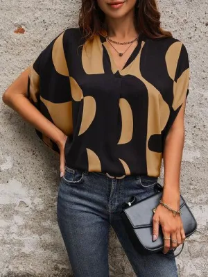 Workleisure Dolman Sleeve Notched Neck Blouse